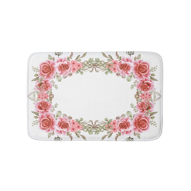 Romantic Rose Frame Memory Foam Bath Mat (Front)