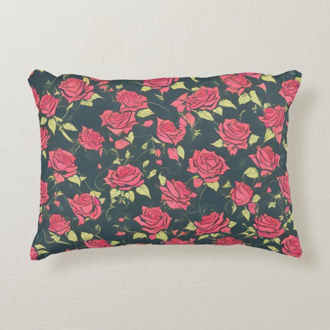 Romantic Rose Garden Accent Pillow (Front)