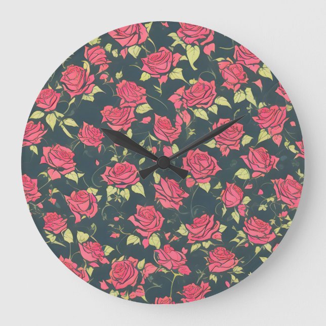 Romantic Rose Garden Large Clock (Front)