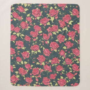 Romantic Rose Garden Sherpa Blanket