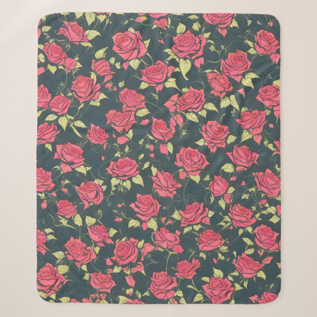 Romantic Rose Garden Sherpa Blanket (Front)
