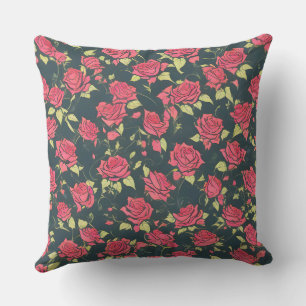 Romantic Rose Garden Throw Pillow
