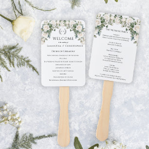 Romantic Rose Garden Wedding Program Hand Fan
