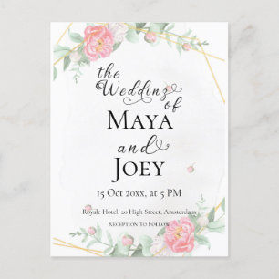 Romantic Rose Geometric Wedding Postcard