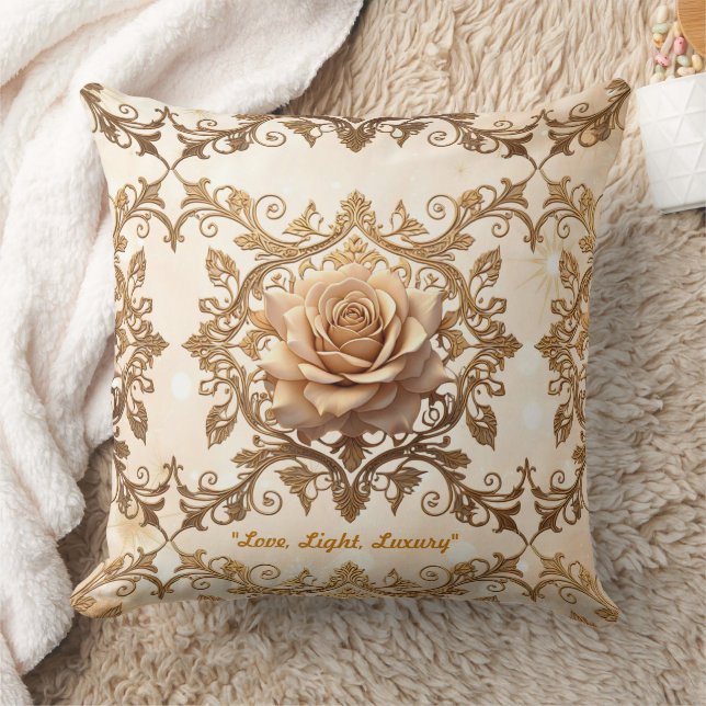 "Romantic Rose Glow" Throw Pillow (Blanket)