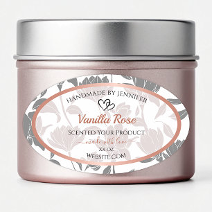 Romantic Rose Gold and Grey Floral Product Labels