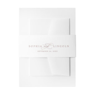 Romantic Rose Gold Calligraphy   Flourish Wedding Invitation Belly Band