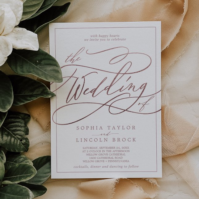 Romantic Rose Gold Calligraphy Frame The Wedding Invitation (Creator Uploaded)