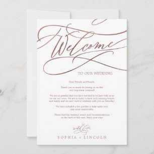 Romantic Rose Gold Calligraphy Itinerary & Letter