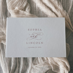 Romantic Rose Gold Calligraphy Monogram Wedding Guest Book
