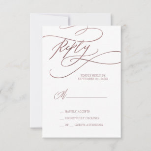 Romantic Rose Gold Calligraphy Simple RSVP Card