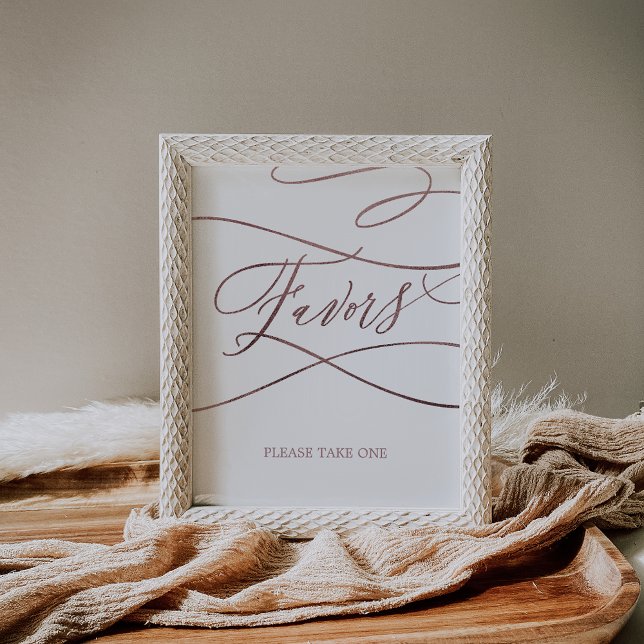 Romantic Rose Gold Calligraphy Wedding Favours Sig Poster (Creator Uploaded)