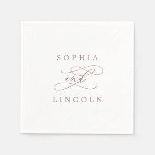 Romantic Rose Gold Calligraphy Wedding Napkin