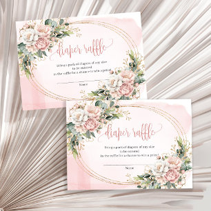 Romantic Rose Gold Floral Eucalyptus Diaper Raffle Enclosure Card