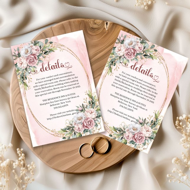 Romantic Rose Gold Floral Greenery Wedding Details Enclosure Card (Romantic Rose Gold Floral Greenery Wedding Details Insert

)