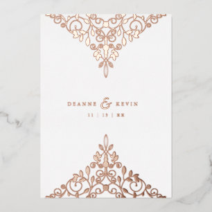 Romantic Rose Gold Flourish Ornament Wedding 