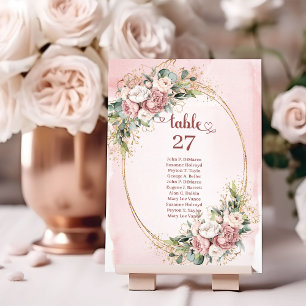 Romantic Rose Gold Flowers Greenery Table Numbers