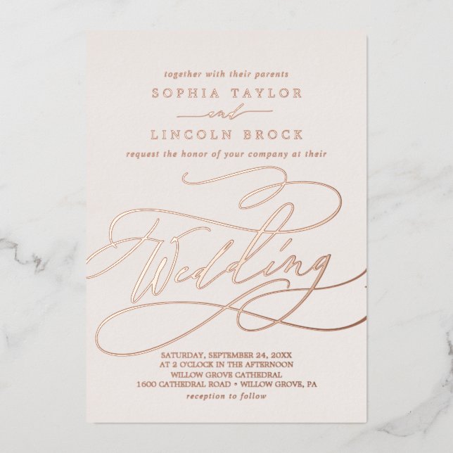 Romantic Rose Gold Foil | Blush Flourish Wedding (Front)