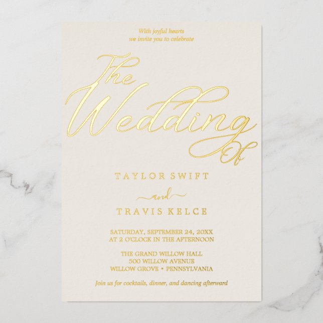 Romantic Rose Gold Foil | Pink All-in-One Wedding  (Front)
