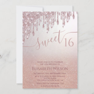 Romantic Rose gold glittery ombre butterfly photo Invitation