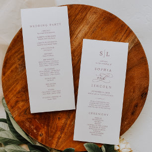 Romantic Rose Gold Monogram Wedding Program