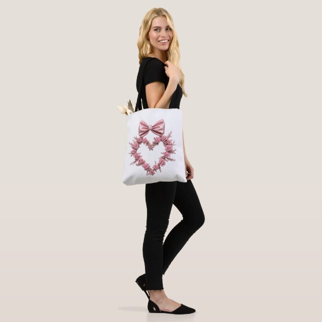 Romantic Rose Heart Tote Bag Perfect for Any  (On Model)