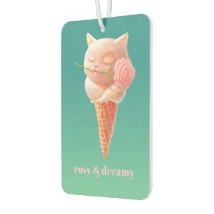 Romantic Rose: Miss Meow Pink Ice Cream Cone Art Air Freshener