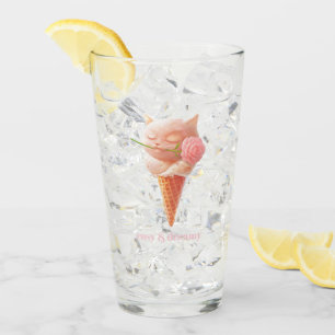 Romantic Rose: Miss Meow Pink Ice Cream Cone Art Glass