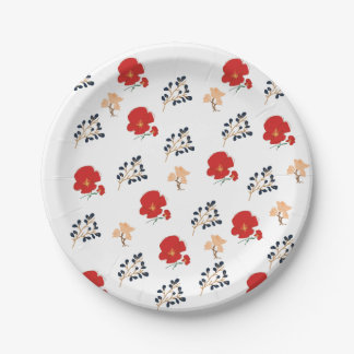 Romantic rose pattern paper plates