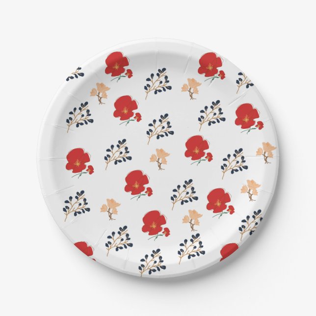 Romantic rose pattern paper plates (Front)
