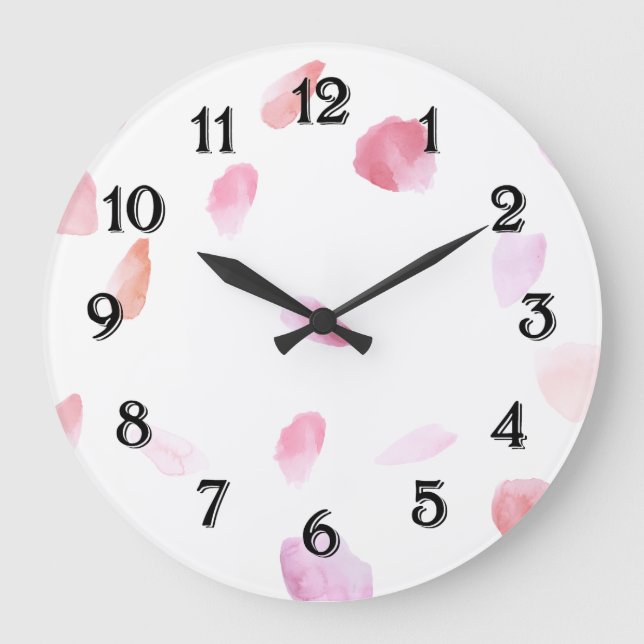 Romantic Rose Petals Large Clock (Front)