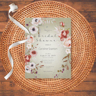 Romantic Rose Pink Floral Bridal Shower Invitation Postcard