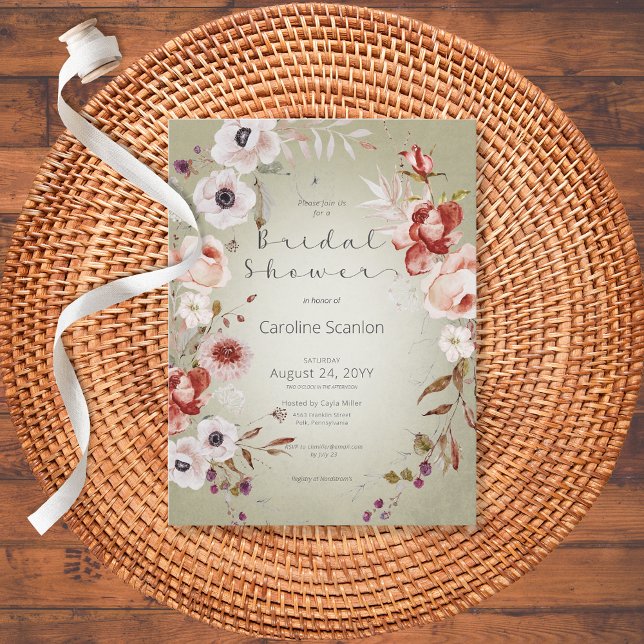 Romantic Rose Pink Floral Bridal Shower Invitation Postcard (Creator Uploaded)