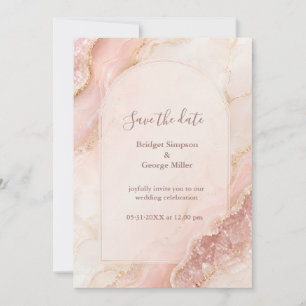 Romantic Rose Quartz Agate marble Wedding Invitation