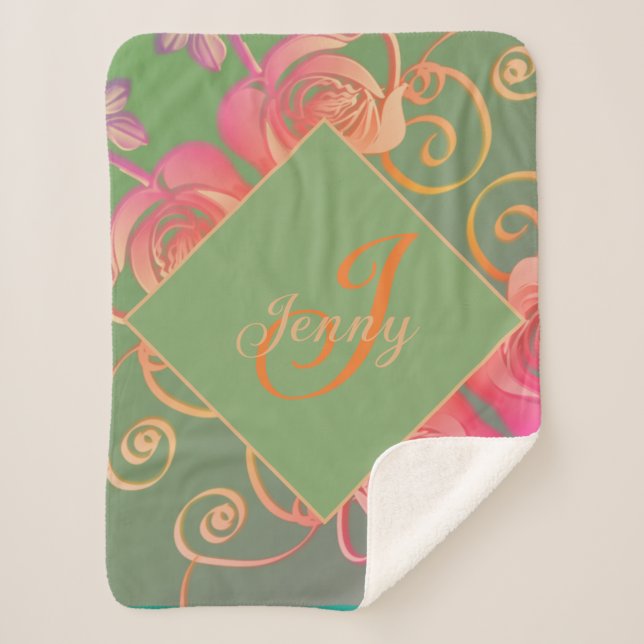 Romantic Rose  Sherpa Blanket (Front)