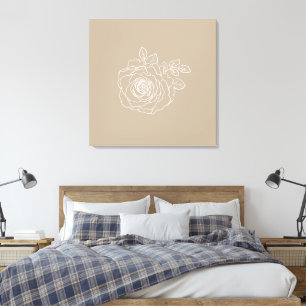 Romantic Rose Sketch Modern Floral  Canvas Print