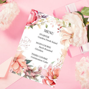 Romantic Rose Wedding Menu Card