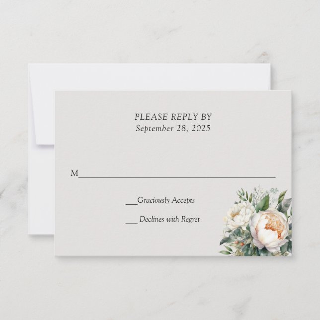 Romantic Rose Wedding RSVP Card (Front)