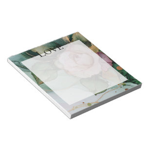 Romantic Rose White Pink Gold Floral Love  Notepad