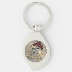Romantic Rose Wreath Feather Wedding Keychain