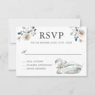 Romantic Roses and Swan Wedding RSVP