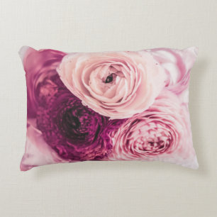 Romantic roses bouquet: vintage branding. accent pillow