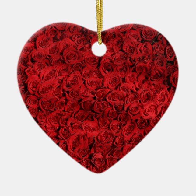 Romantic Roses Ceramic Ornament (Front)