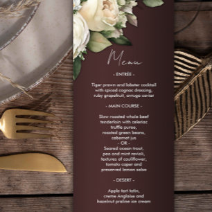 Romantic Roses Dark Burgundy Wedding Menu