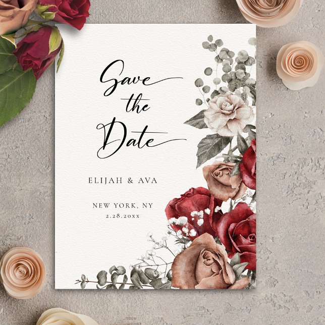 Romantic Roses & Eucalyptus Save the Date (Creator Uploaded)