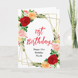 Romantic Roses Floral Birthday Card