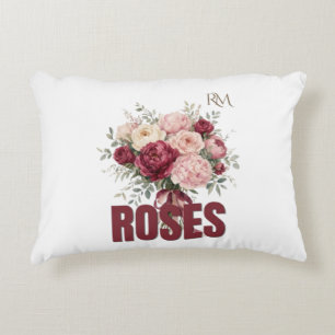 Romantic Roses Floral Bouquet Elegant Flower Desig Accent Pillow