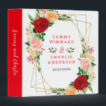 Romantic Roses Floral Wedding Photo Album Binder<br><div class="desc">This beautiful and elegant wedding binder features watercolor red,  pink and orange roses with foliage on a gold geometric frame. The text combines handwritten script and serif fonts for a stylish and modern look. This is perfect as a party planner,  photo album or guest book.</div>