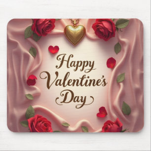 Romantic Roses & Heart Valentine Design Mouse Pad