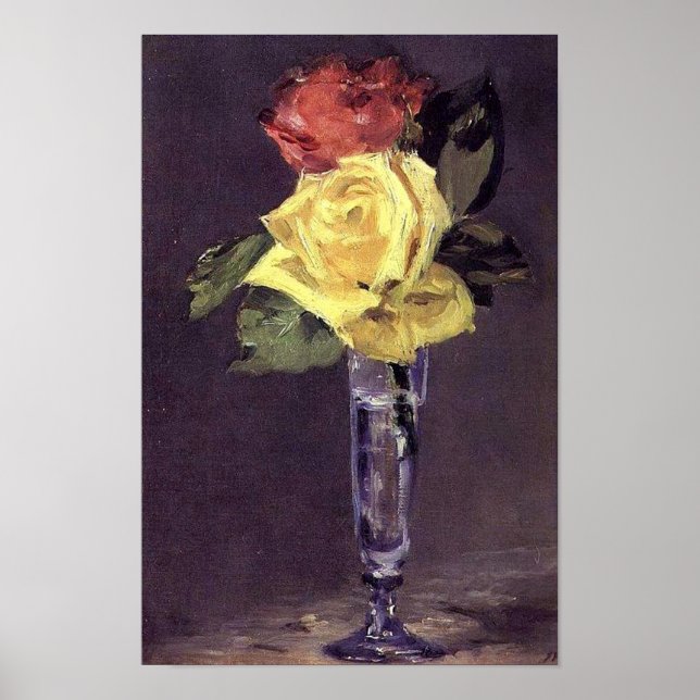 Romantic Roses in a Champagne Glass Print (Front)